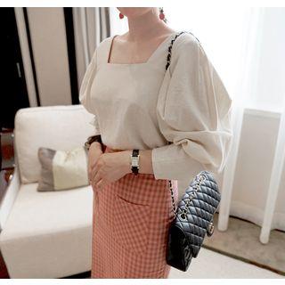 Square-neck Puff Long-sleeve Top