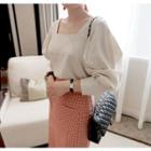 Square-neck Puff Long-sleeve Top