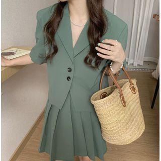 Set : Plain Oversize Blazer + High-waist Skirt