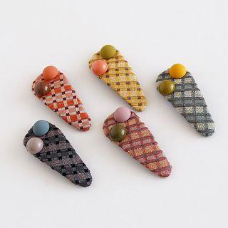 Bead & Plaid Fabric Hair Clip