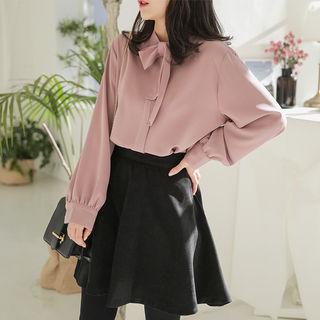 Tie-neck Zip-back Crepe Blouse