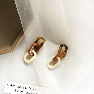 Resin Chain Dangle Earring 1 Pair - Earring - White & Bean Red - One Size