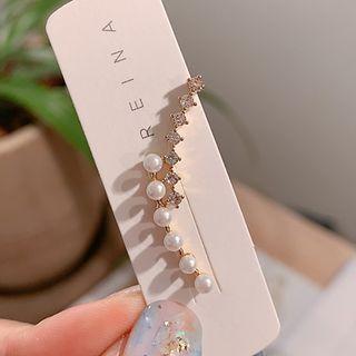 Asymmetrical Rhinestone Star Stud Earring 1 Pair - Gold - One Size