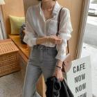Tab-sleeve See-through Shirt In 11 Colors
