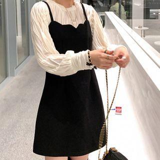 Plain Blouse / Mini Overall Dress / Set