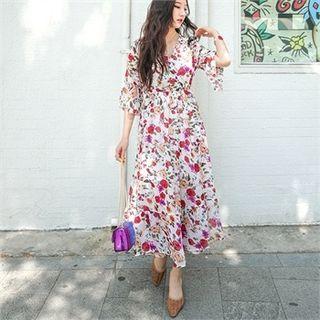Floral-print Chiffon Long Dress