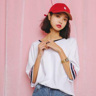 Pleated 3/4 Sleeve T-shirt