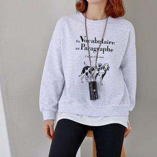 Layered Dog Print Sweatshirt