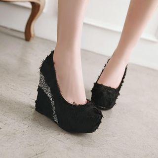 Distressed Platform Wedge Pumps