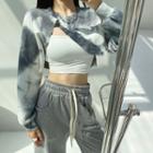 Tie-dye Print Irregular Cropped Sweatshirt
