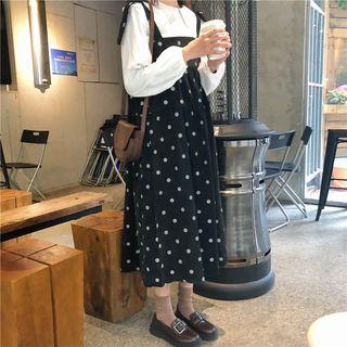 Dotted Corduroy Pinafore Dress