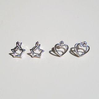 925 Sterling Silver Heart / Star Dangle Earring