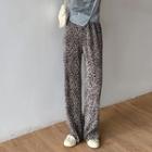 Leopard Straight-cut Pants Brown - One Size