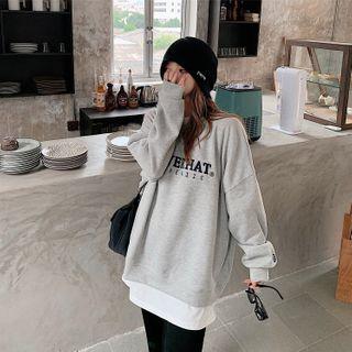 Crewneck Printed Letter Long-sleeve Sweatshirt As Shown In Figure - One Size