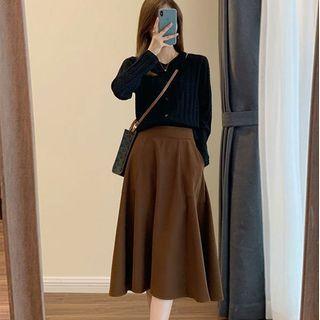 Plain Sweater / Set: Plain Sweater + A-line Skirt