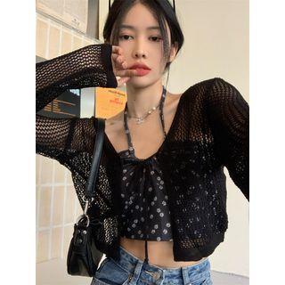 Perforated Cropped Light Cardigan
