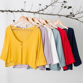 Plain 3/4 Sleeve Cropped Light Coat