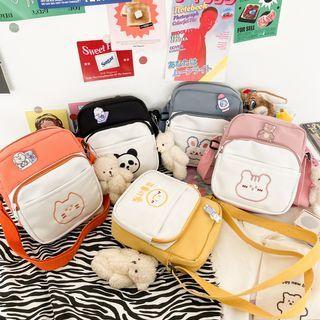 Cartoon Embroidered Two Tone Cross Shoulder Bag
