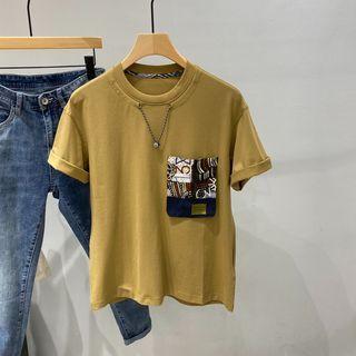 Short-sleeve Print Pocketed T-shirt
