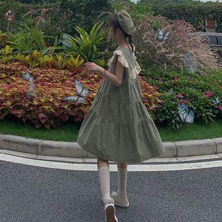 Sleeveless Ruffle Trim Mini A-line Dress