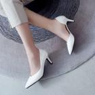 Faux Leather Pointed Toe Half Dorsay Pumps