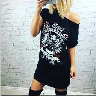 Skull Print Short Sleeve T-shirt Dress