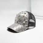 Faux Pearl Sequined Baseball Cap