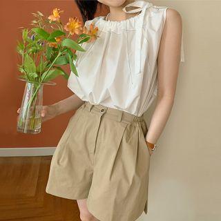 Shoulder-tie Tank Top + High-waist Shorts