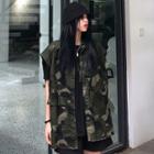 Camo Print Buttoned Vest Camouflage - Army Green - One Size