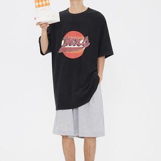 Short Sleeve Lettering Print Tee
