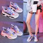 Platform Color Panel Lace-up Athletic Sneakers