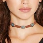 Turquoise Alloy Faux Suede Choker C1106 - Brown - One Size