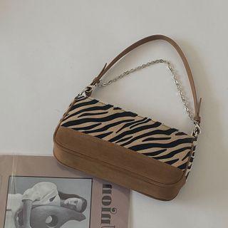 Zebra Print Handbag Camel - One Size