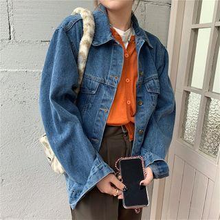 Plain Denim Jacket Denim - One Size
