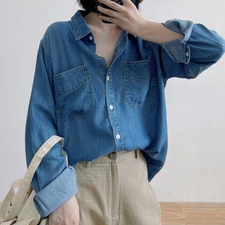 Pocket Detail Denim Shirt / Short-sleeve Shirt