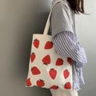 Strawberry Print Tote Bag Strawberry - White - One Size