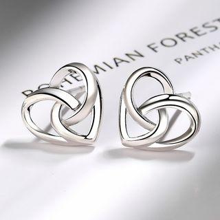 Alloy Heart Earring 1 Pair - Platinum - One Size
