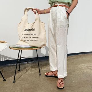 Paperbag-waist Wide Pants With Belt