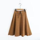 Lace Up Plaid Midi Skirt