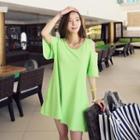 Cutaway-shoulder A-line Dress