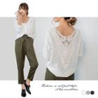 Plain Lace V-neck Long Top
