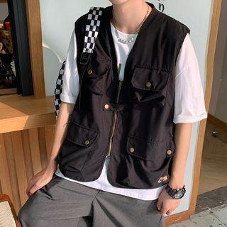 Pocket Detail Zip Cargo Vest