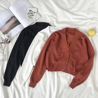 Plain Single-breasted High-waist Cardigan