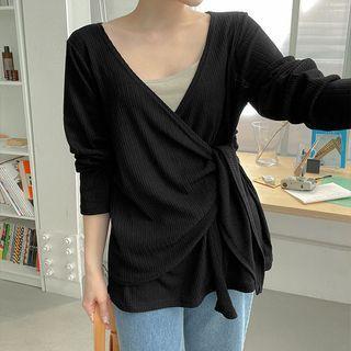 Plus Size Ribbed Wrap Top