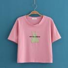 Rabbit Patch Short Sleeve Round-neck T-shirt