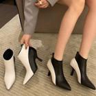 Two-tone Pointy-toe High-heel Short Boots