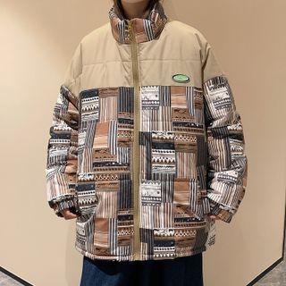 Couple Matching Printed Padded Zip-up Jacket
