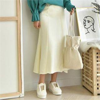 Brushed-fleece Lined Long Flare Skirt