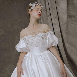 Off-shoulder Lace Panel Wedding Gown (various Designs)