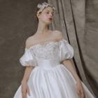 Off-shoulder Lace Panel Wedding Gown (various Designs)